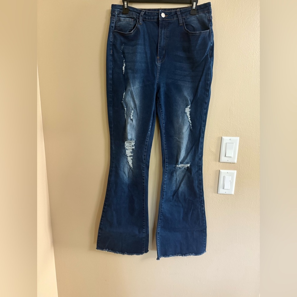 Women's Distressed Blue Jeans